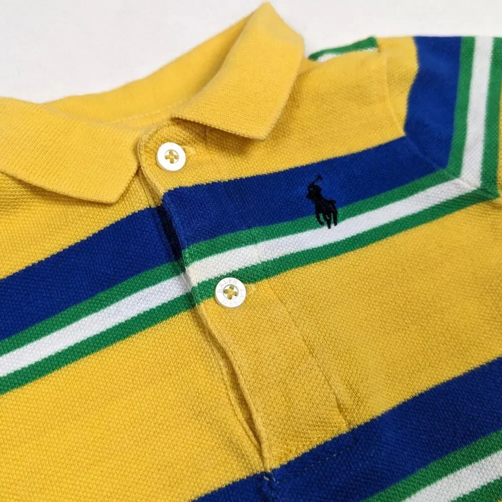 Ralph Lauren Romper Baby Boys Sz 3m Yellow Polo Stripe Outfit Preppy Classic
